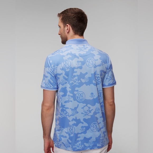 Men's light blue G/Fore Exploded Camo Tech Jersey Polo - Picture 6 of 6